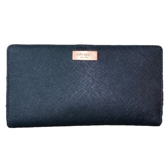 Kate Spade Wallet Stacy Laurel Way Black 001 #WLRU2673 Gold Zipper - Picture 1 of 7